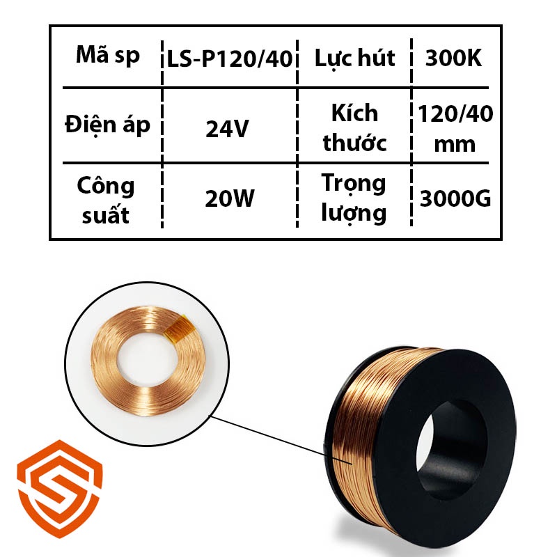 Nam châm điện LS-P120/40 24V 300KG