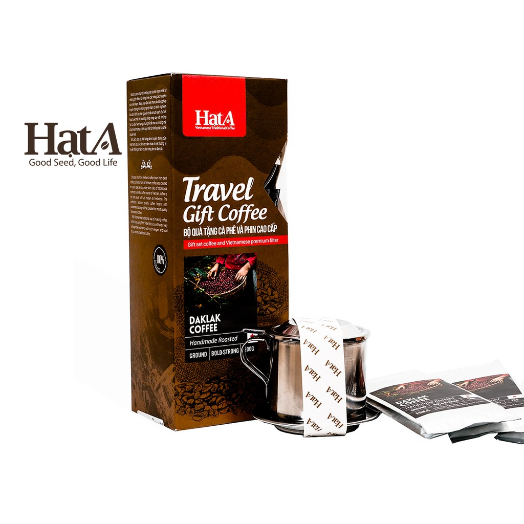 Cà phê rang xay Hạt A Cafe Travel Gift Coffee 100% hạt Robusta Dak Lak nguyên chất 200gr