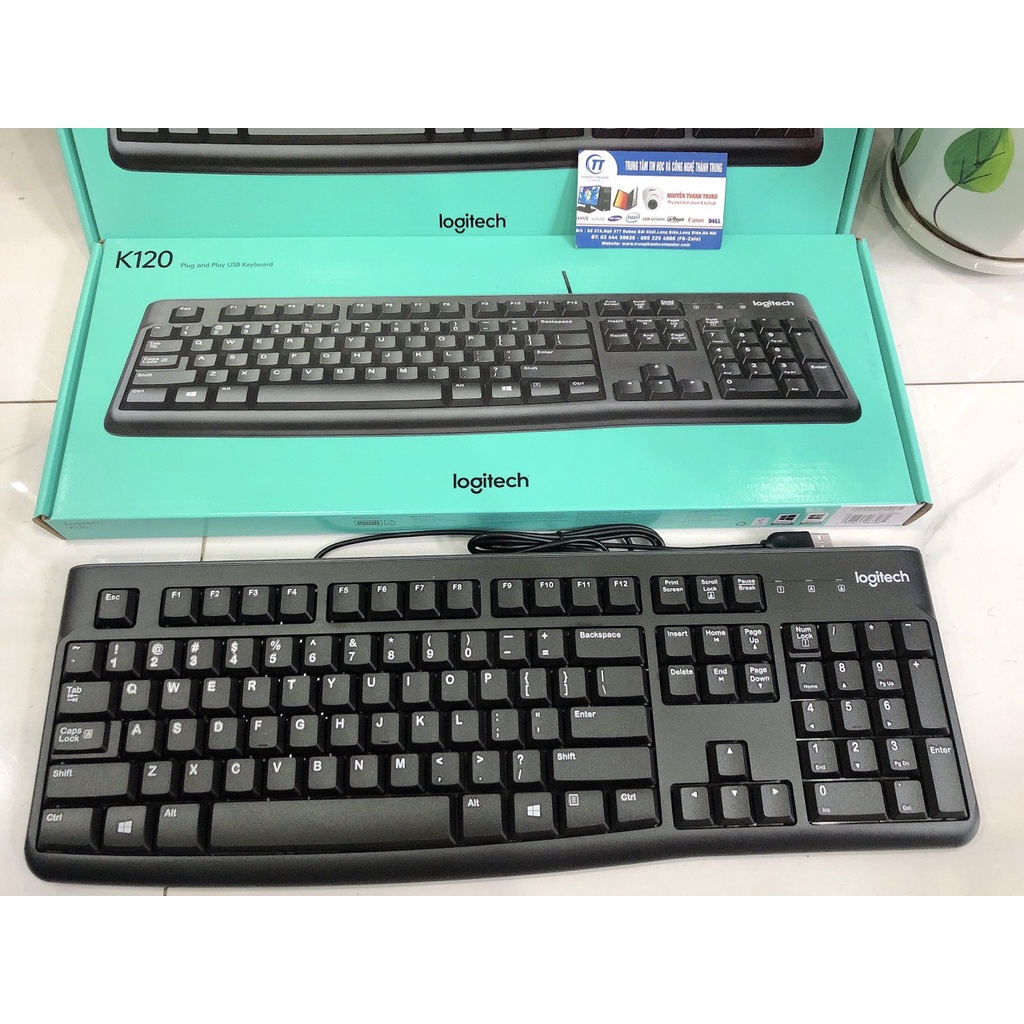 Combo Bộ Phím Chuột Logitech K120 + B100 có dây USB (Đen) - Bảo hành Chính hãng 36 Tháng