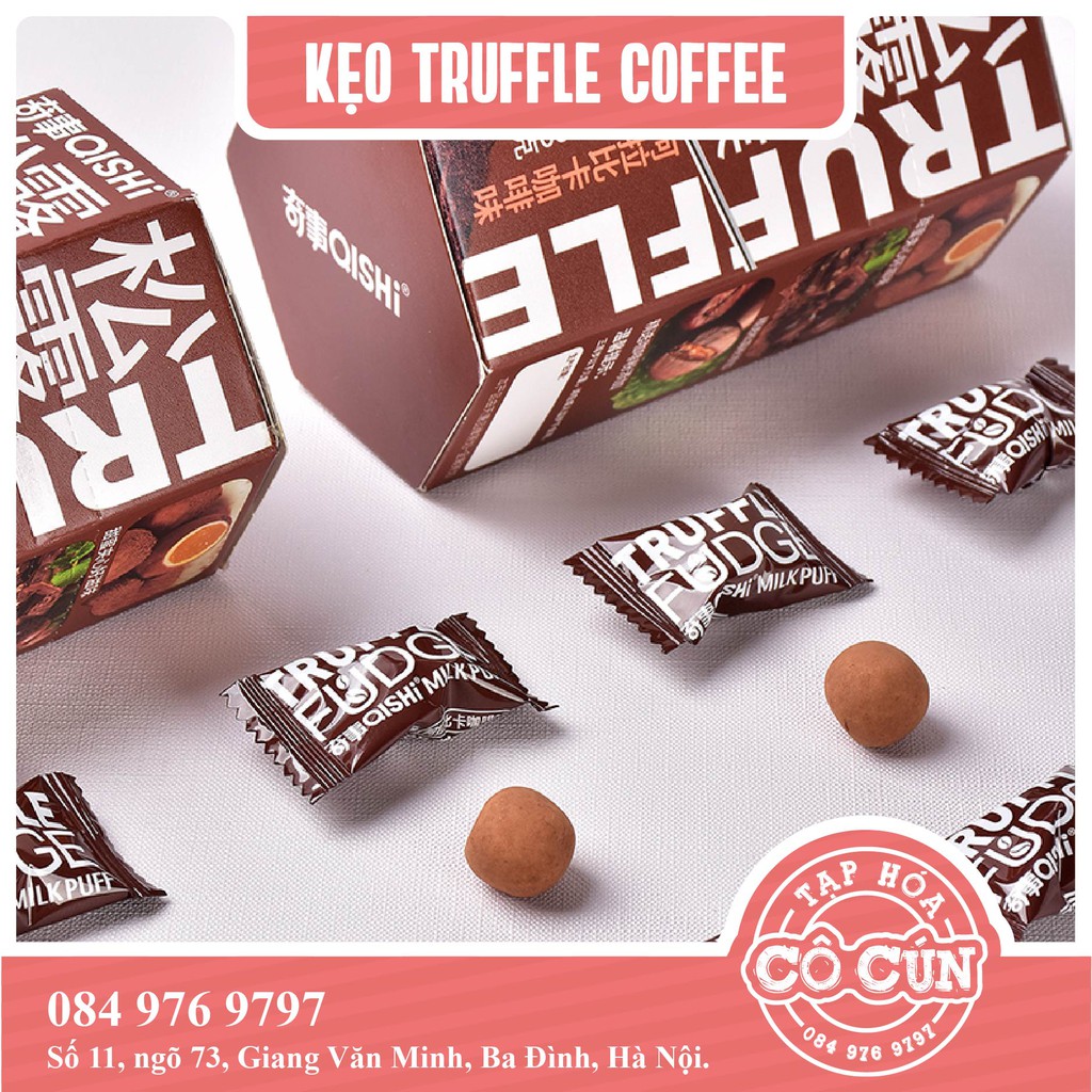 KẸO TRUFFLE QISHI - Kẹo mềm thạc jelly - hộp 80g, 2 vị trà xanh và cà phê