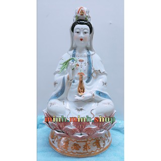 Quan Âm ngồi sen hồng lớn + Khuyến mãi bộ giấy cúng