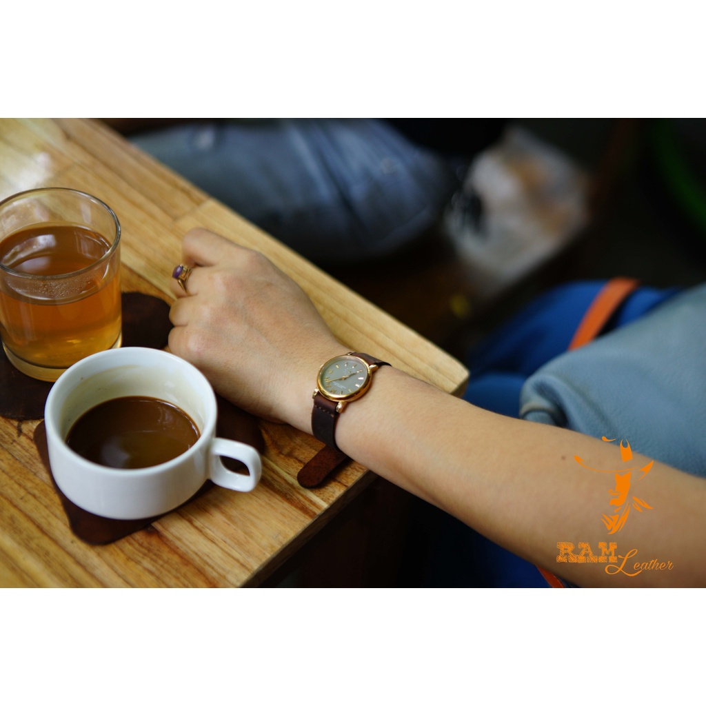 Dây Đồng Hồ Da Thật RAM Leather Simple 1 Da Bò Sáp Nâu Đất Kiểu Thanh Lịch Bền Đẹp