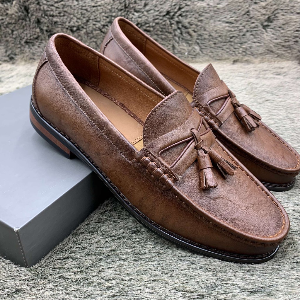 Giầy DIO công sở da bò thật đính băng chuông trang trí, giầy da nam cao cấp