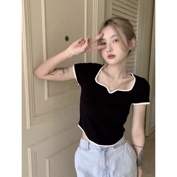 - PH - ÁO CỔ V PHỐI VIỀN TRẺ TRUNG XINH SẮN - PH -