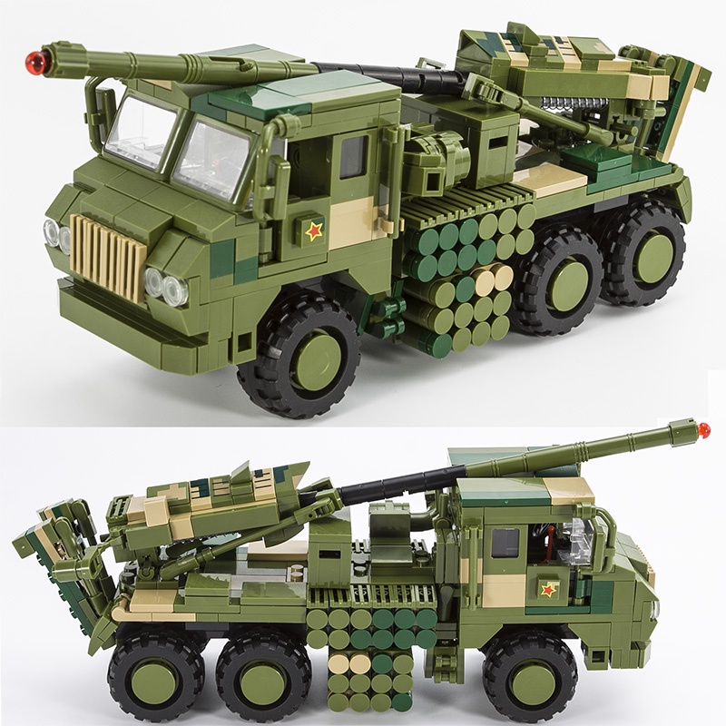 Đồ chơi Lắp ráp Xe Rocket tự hành 155MM, Sembo 203121 Vehicle Mounted Howitzer, Xếp hình thông minh