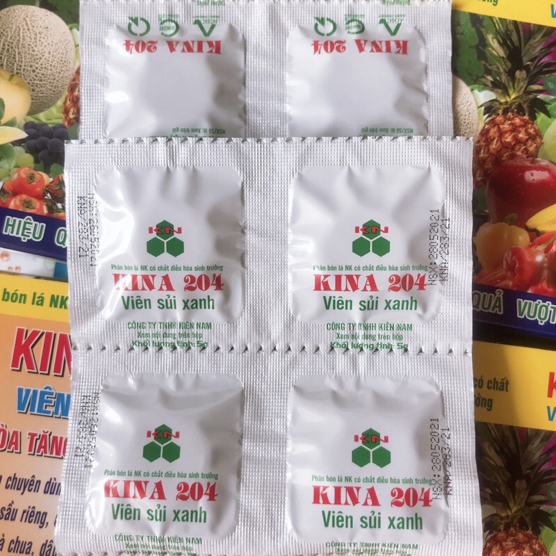 Phân bón lá viên sủi xanh KiNa 204, điều hoà sinh trưởng cây trồng