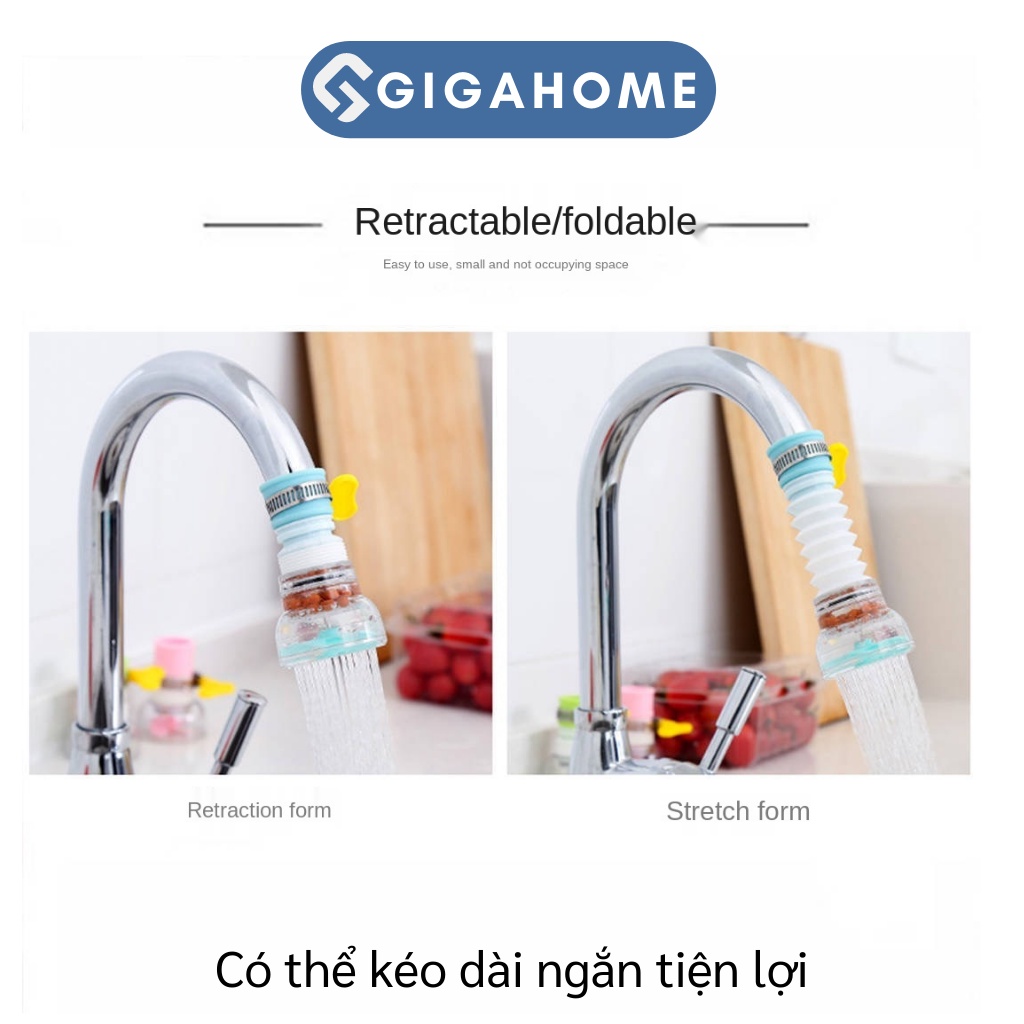 Đầu Vòi Lọc Nước Tăng Áp Có Cánh Quạt Xoay 360 Độ, Có Thể Kéo Ngắn Dài GIGAHOME 1020
