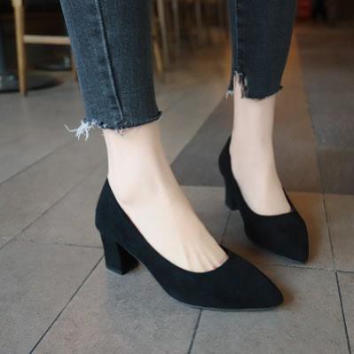 Giày cao gót bít mũi công sở 7p da lộn model mới