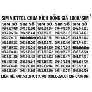 Sim số Viettel đầu 09 chưa kích hoạt.