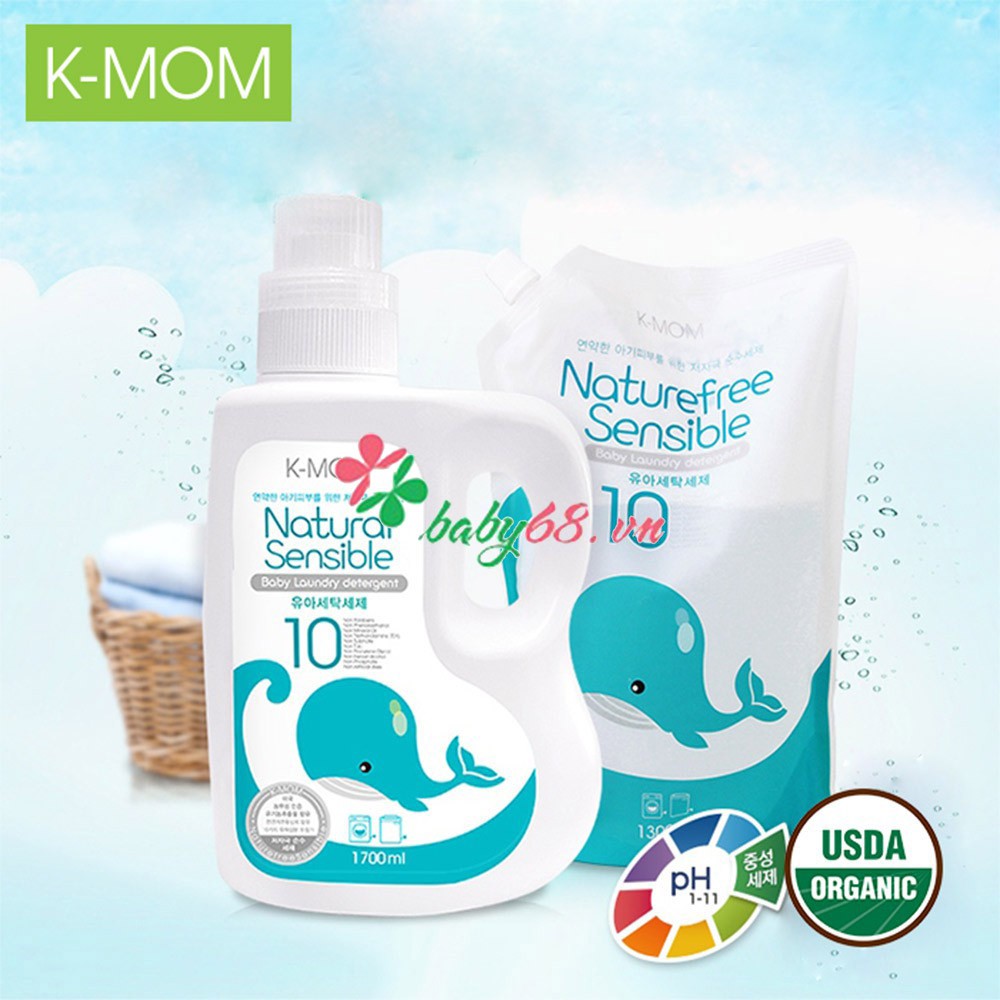 Nước giặt đồ sơ sinh chiết xuất thảo mộc K-Mom - Can 1700ml