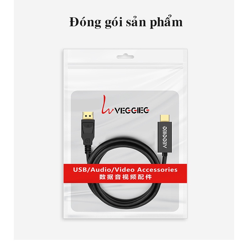 Cáp chuyển đổi DisplayPort  sang HDMI chuẩn 4K chính hãng VEGGIEG