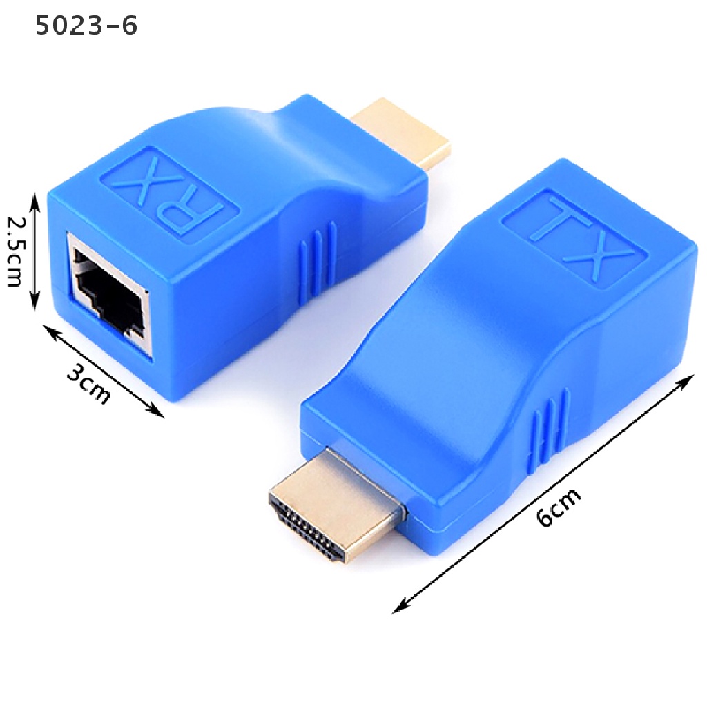 Set 2 đầu nối dài cáp mang LAN 1080p hdmi sang RJ45 Cat 6 màu xanh dương 5023-6