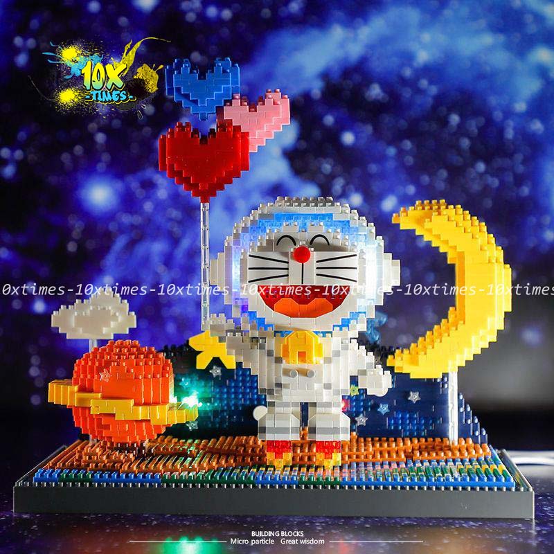 Mô hình lắp ráp doraemon phi hành gia có đèn led decor tặng sinh nhật bạn trai bạn gái 10xtimes