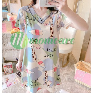 Váy ngủ bầu, Đầm sau sinh và cho con bú ti (ẢNH THẬT- Cổ tim hươu) - Đồ bầu mặc nhà mùa hè cho mẹ Chất Đẹp Giá Rẻ