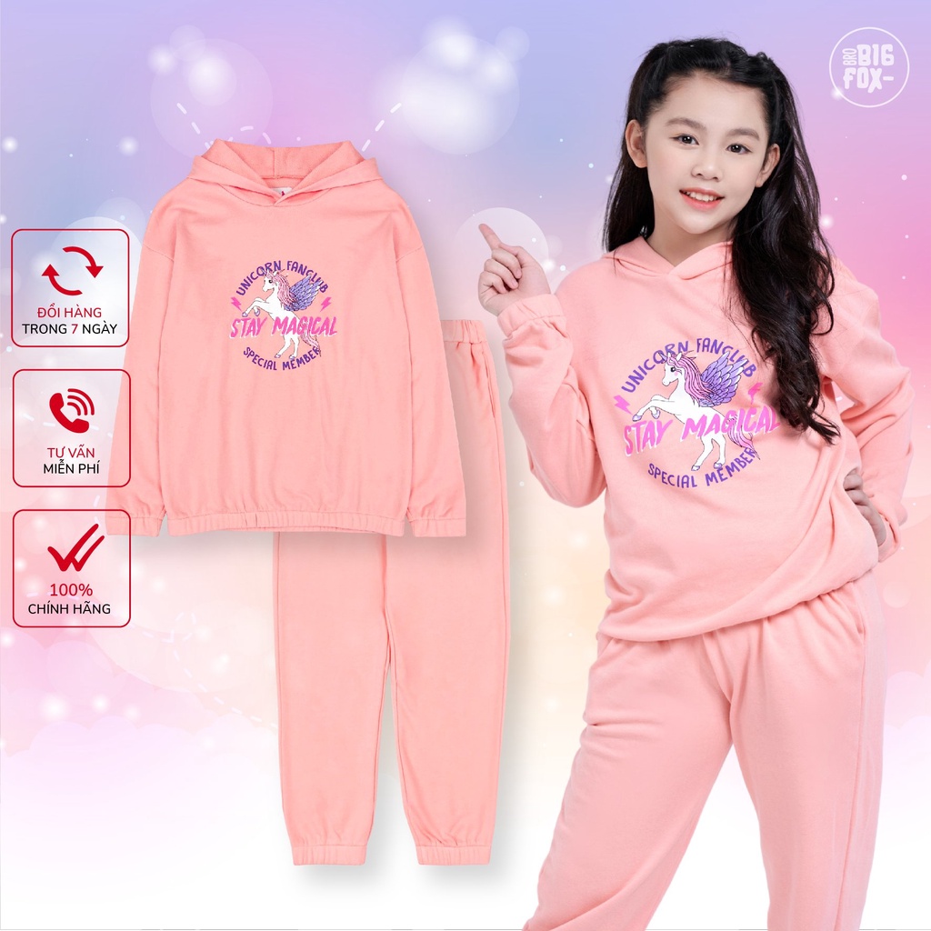 Bộ bé gái BIGFOX - MISS MEOW thu đông  size đại, bộ dài tay cho bé phong cách Hàn Quốc hình in stay magical 24 - 50 kg