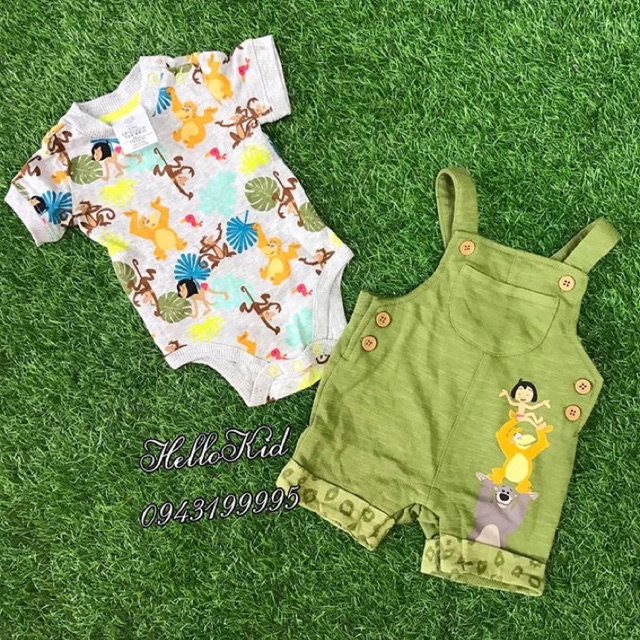 Set bodysuit kèm yếm cotton