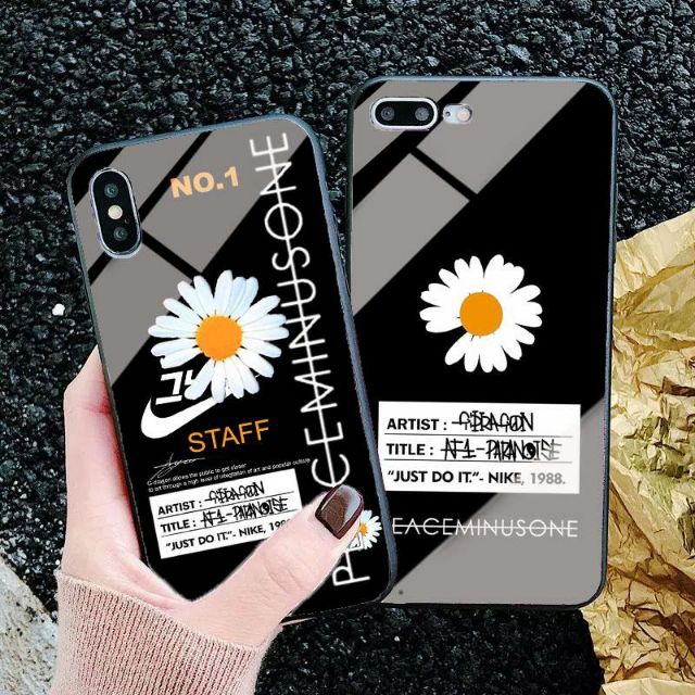 Ốp Lưng Kính Bóng hoa Cúc 13ProMax 12ProMax 11ProMax XSMAX X XS 7Plus FUKISHOP