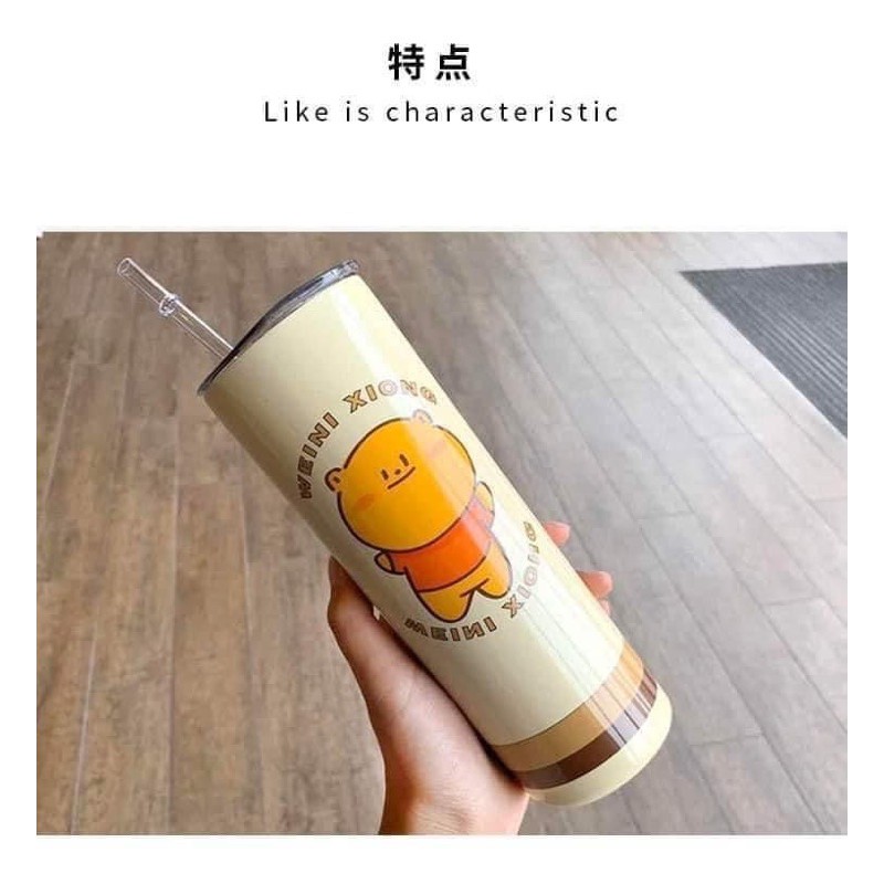 BÌNH NƯỚC GIỮ NHIỆT 650ML KÈM ỐNG HÚT