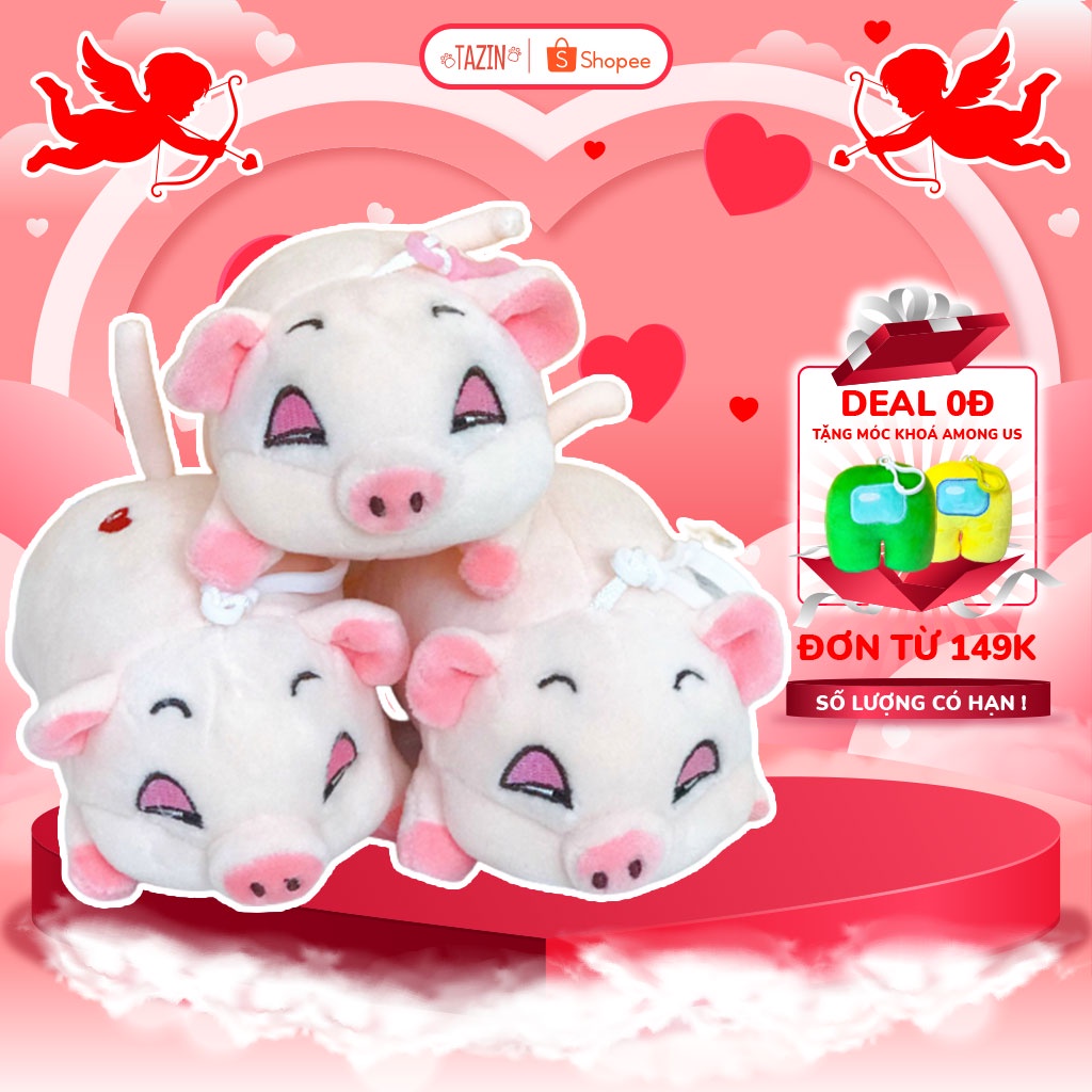 Móc khóa gấu bông heo ngủ, móc khóa bông heo ngủ treo cặp, balo, túi xách cao cấp TAZIN