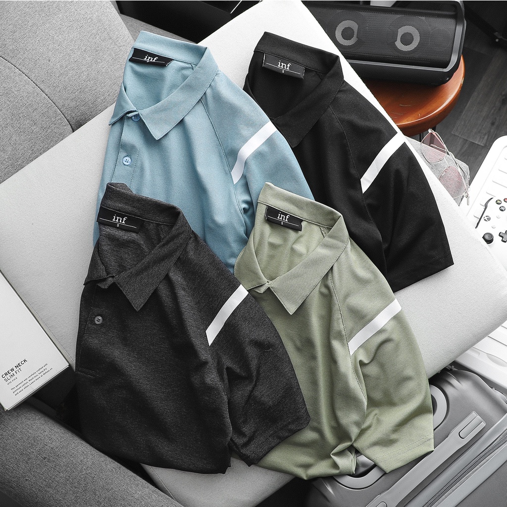 Áo Polo Nam Inf Kẻ Vai 4M , Chất Polyester Dày Dặn Co Giãn , PL002480,SOMEHOW
