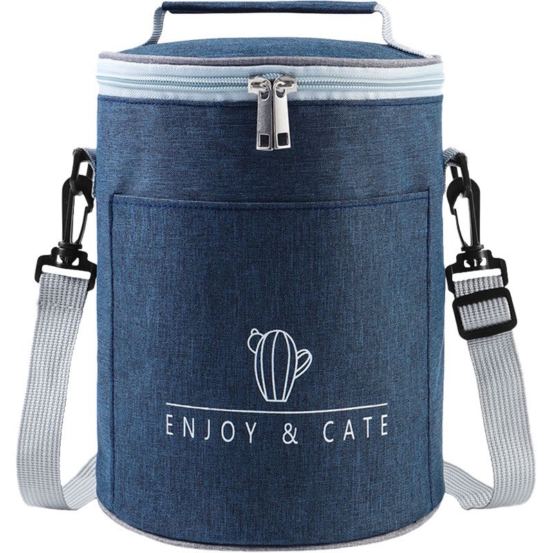Túi đựng cơm/ trữ sữa giữ nhiệt nóng, lạnh hình tròn cao cấp, có nhiều ngăn, vải Oxford 600D chống thấm bền mầu, khoá ké