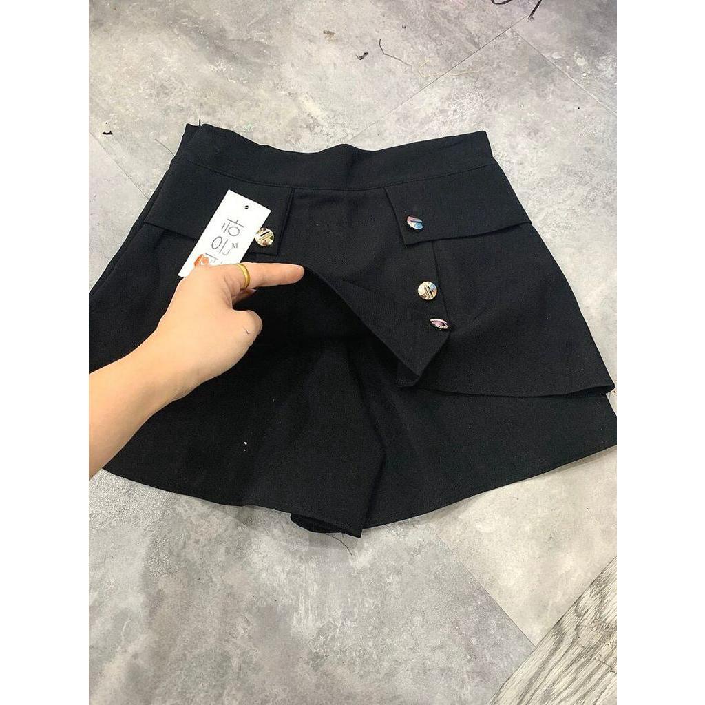 chân váy ngắn lưng cao nhiều khuy khuy 2 tầng phong cách hàn quốc quyến rũ