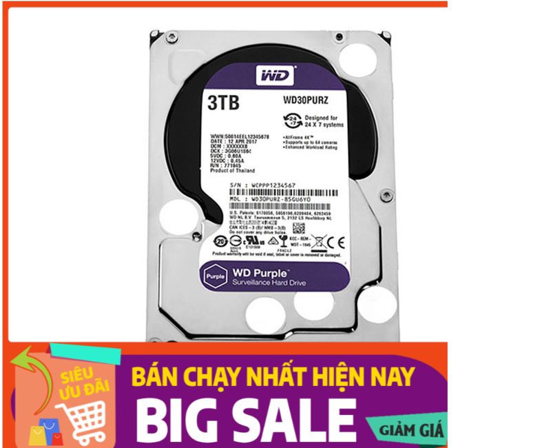 WD30PUR(Z) Ổ CỨNG CHUYÊN DỤNG WESTERN - HÀNG NHẬP KHẨU THÁI LAN- HÃNG Ổ CỨNG SỐ 1 THẾ GIỚI - Bảo hành 3 năm