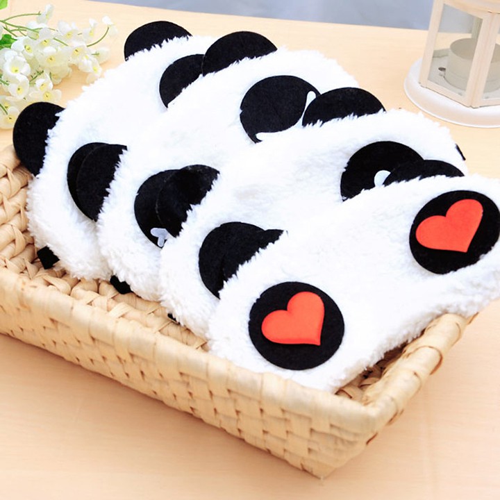 Bịt che mắt ngủ gấu trúc panda cute lông mềm mịn massage giữ ấm giảm mỏi mắt