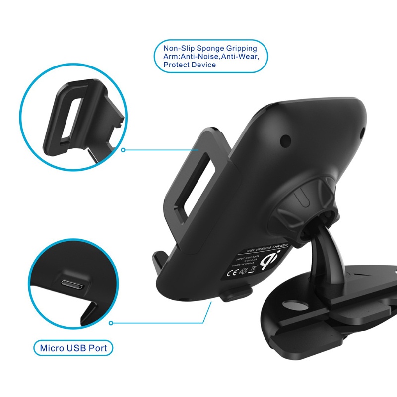 Đế Sạc Điện Thoại Không Dây 10W Qi Cho Xe Hơi