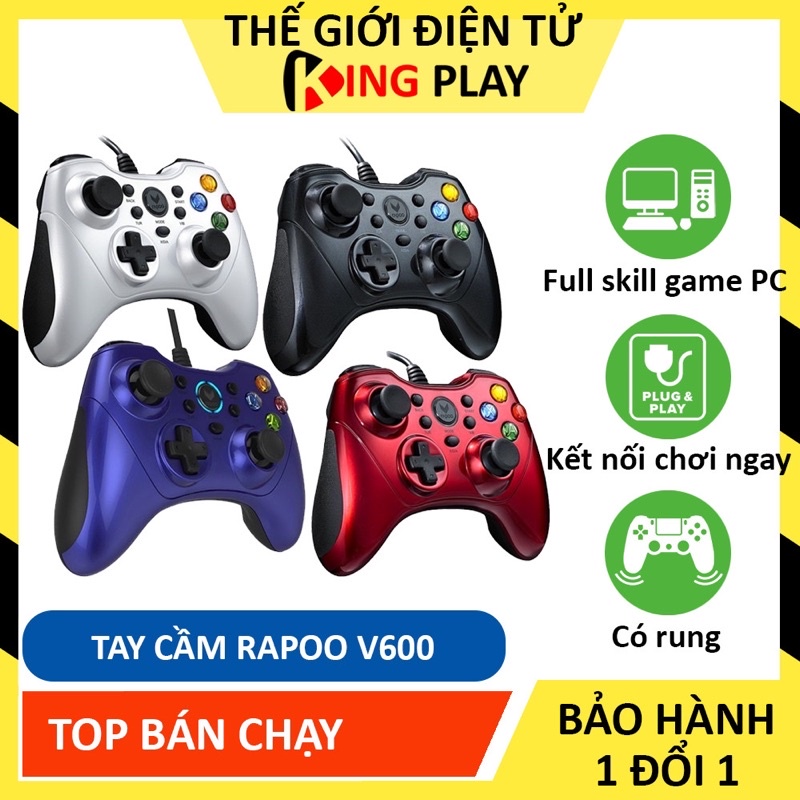 Tay cầm chơi game Rapoo V600 kết nối USB cho PC, Laptop