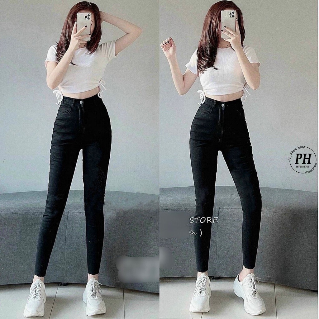 Quần Jeans Nữ Màu Đen - Quần Jeans Nữ Màu Đen, Dáng Bó Không Bao Giờ Lỗi Mốt