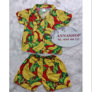 ĐỒ BỘ CHUỐI MẶC NHÀ NHIỀU MÀU CHO BÉ TỪ 6 - 13 KÝ (Hình thật kèm video shop)