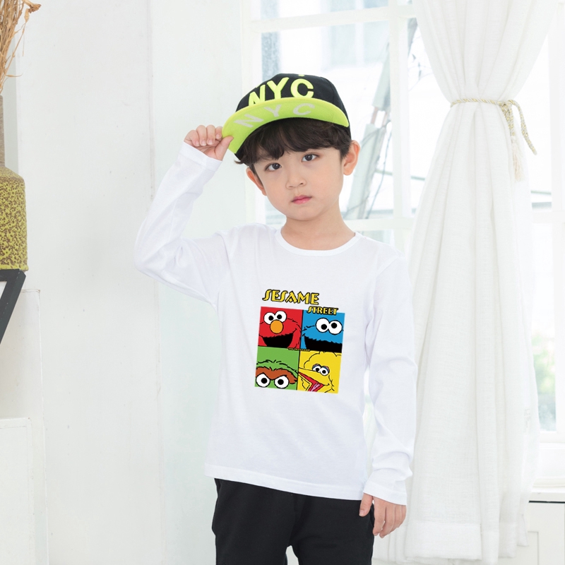 Áo Thun Cotton Tay Dài In Hoạt Hình Sesame Street 8 9 Màu Lựa Chọn