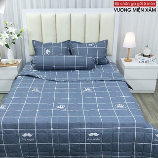 (4 món) chăn hè ga gối polycotton mẫu cây thông