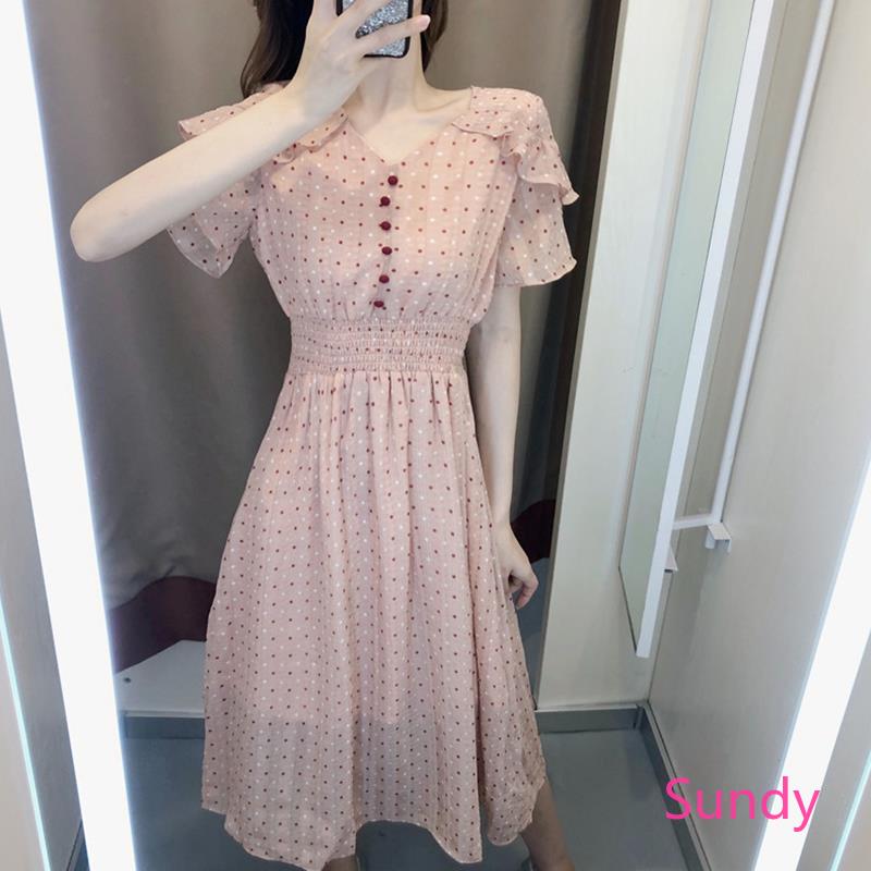 Đầm Voan Ngắn Tay Kiểu Dáng Xinh Xắn Thời Trang Cho Nữ