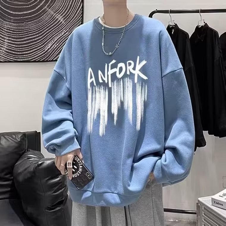 Áo Nỉ Dáng Rộng In Chữ Phong Cách Nhật Bản Thời Trang Cho Nam Cỡ M-5XL