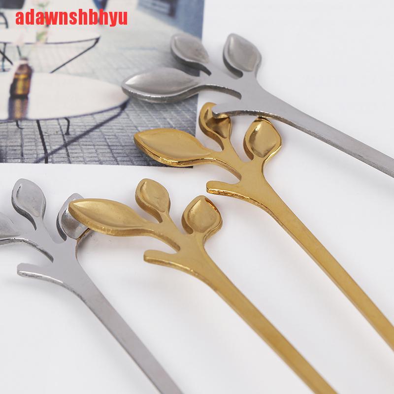 Muỗng Cà Phê Mini Bằng Thép Không Gỉ Hình Chiếc Lá