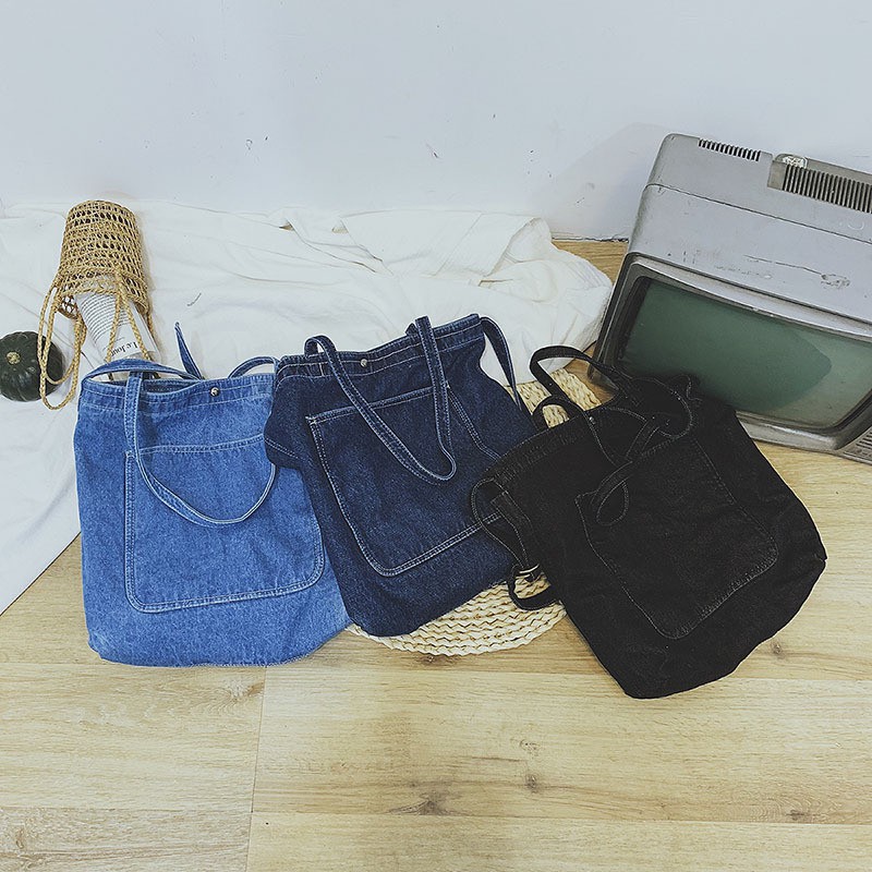 Túi vải jeans đeo vai thủ công phong cách đường phố Lajean bởi Ecobabo