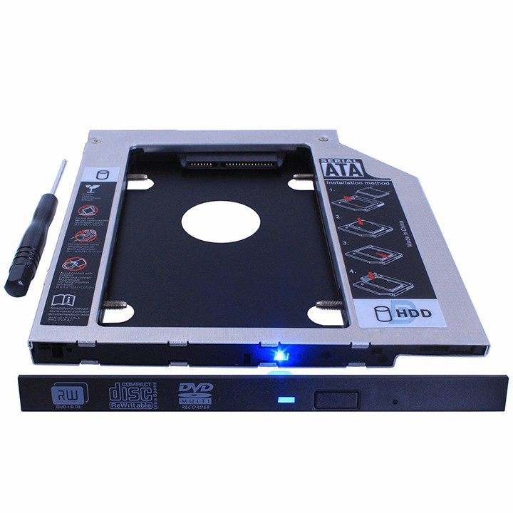 Caddy Bay Dày 9,5mm và 12.7mm Chuẩn SATA Dùng Để Lắp Thêm 1 Ổ Cứng / SSD Thay Vào Vị Trí Của Ổ DVD