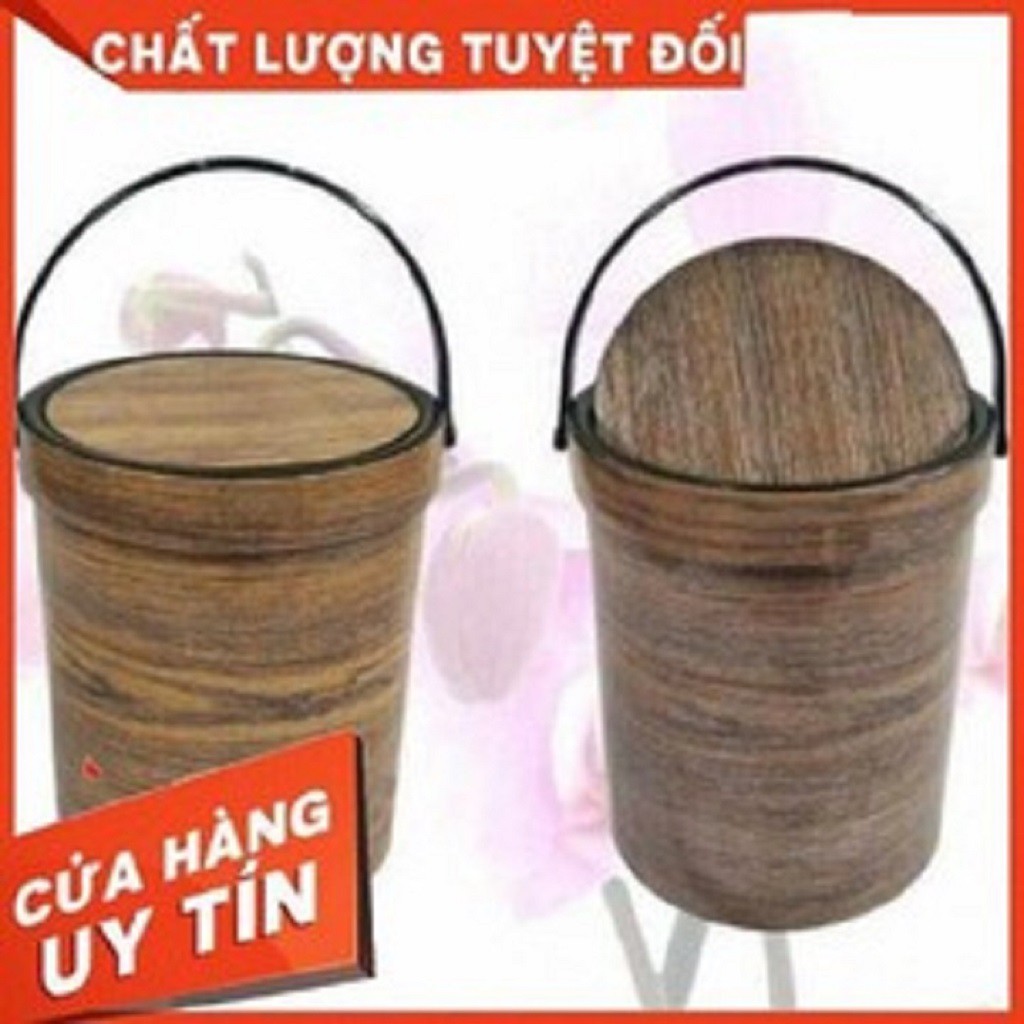 Thùng Rác Nắp Lật Vân Gỗ Nhựa Việt Nhật