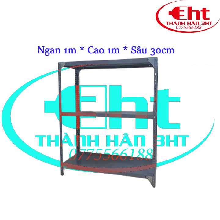 Kệ sắt v lỗ đa năng đựng đồ 3 tầng dài 1m, cao 1m, rộng 0,3m - 3HT