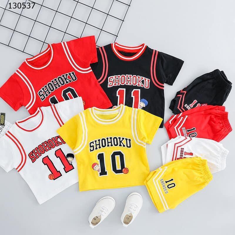 Bộ bóng rổ Shohoku cho bé | 7-21kg | Cộc tay | Phong cách thể thao cho bé trai bé gái | 100% cotton