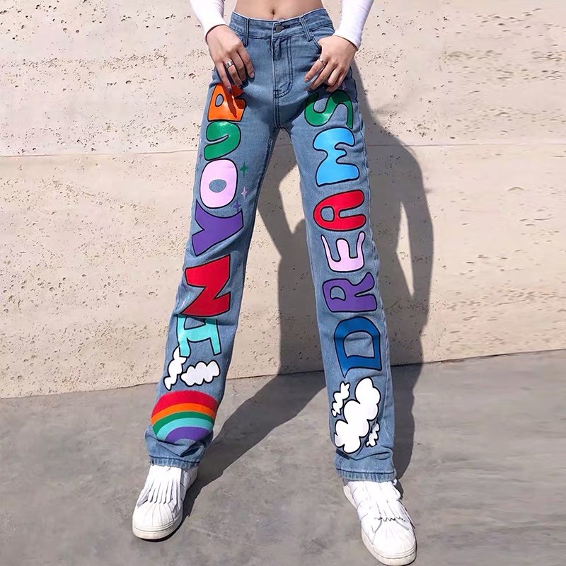 Quần jeans suông chữ béo ngộ nghĩnh DJ MIE