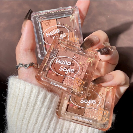 Bảng Phấn Mắt Lì 4 Màu HELLOSTYLE Loại Mới Hàng Nội Địa Trung