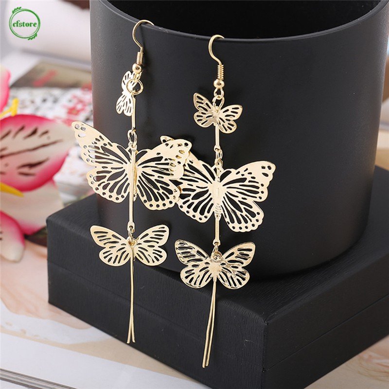 Hoa Tai Dáng Dài Mặt Hình Bướm Thanh Lịch