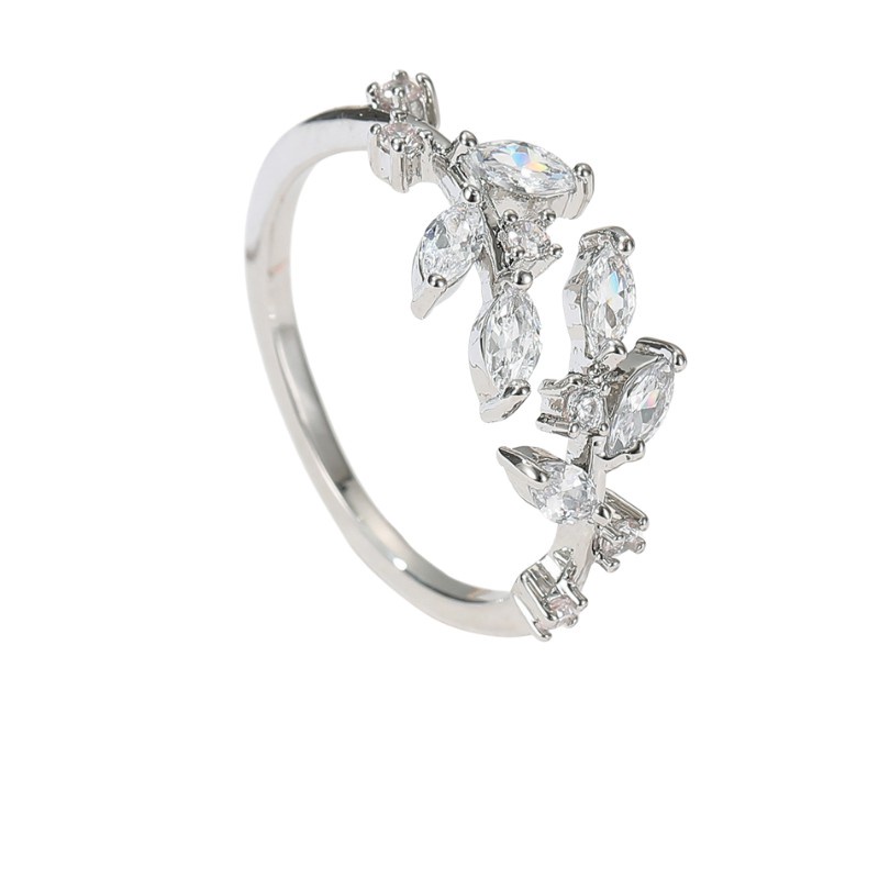 Nhẫn hở dành cho nữ kiểu dánh chiếc lá hình giọt sương ANTA Jewelry ATJ7007