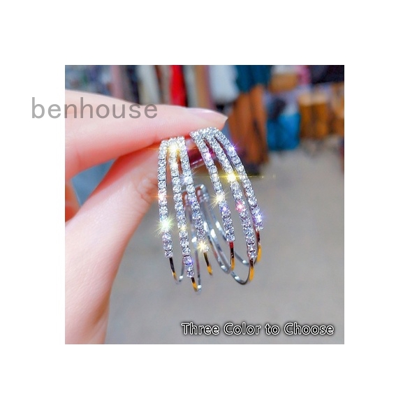 Đôi bông tai tròn lớn đính đá sang trọng cho nữ