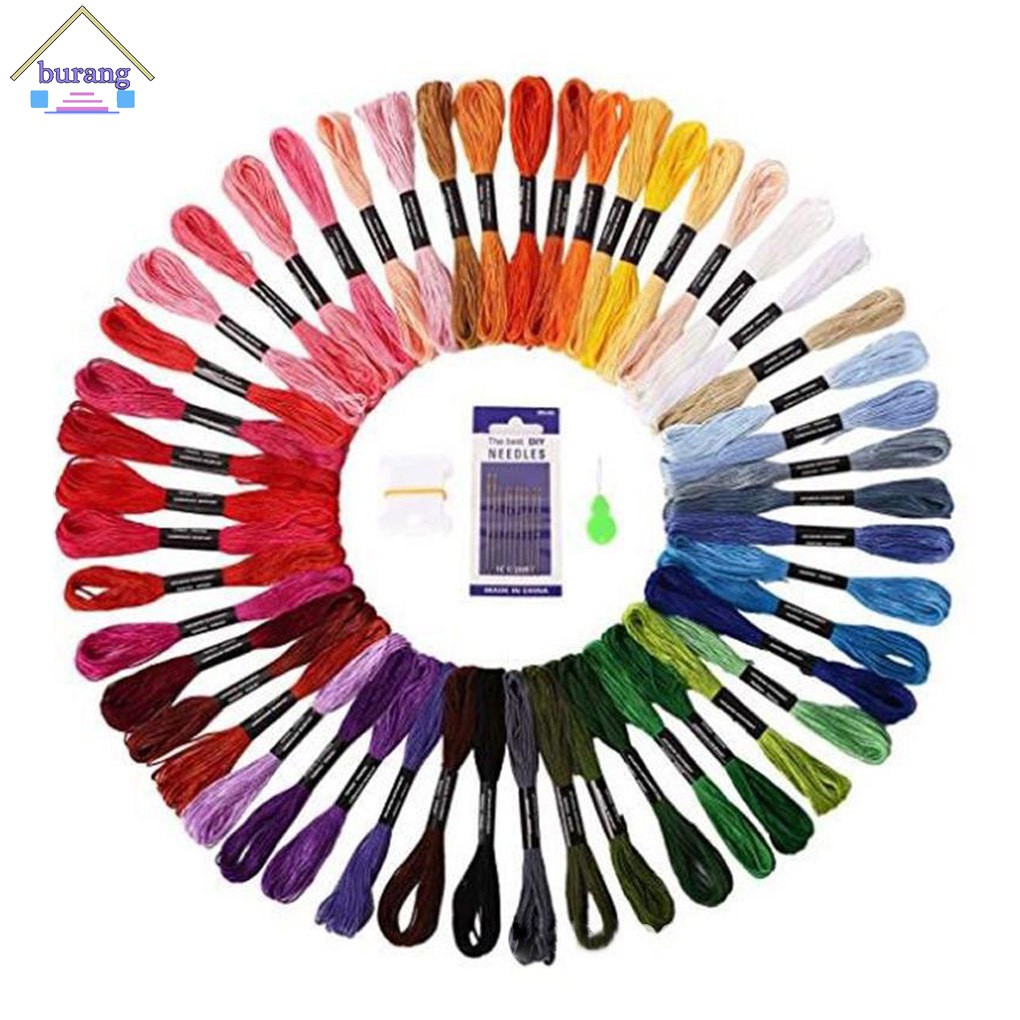 Set 50 Tép Chỉ Kèm Dụng Cụ Thêu Tranh Chữ Thập Siêu Tiện Lợi