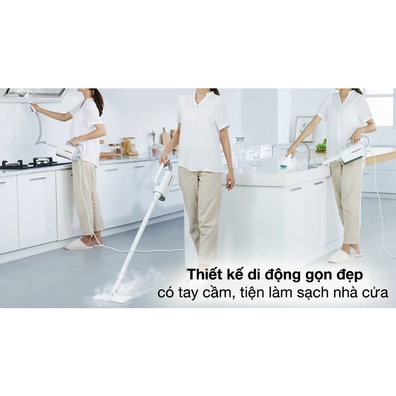 Máy lau nhà hơi nước Deerma ZQ600 trang bị 5 đầu bàn chải, chế độ kháng khuẩn cao cấp, bảo hành 12 tháng