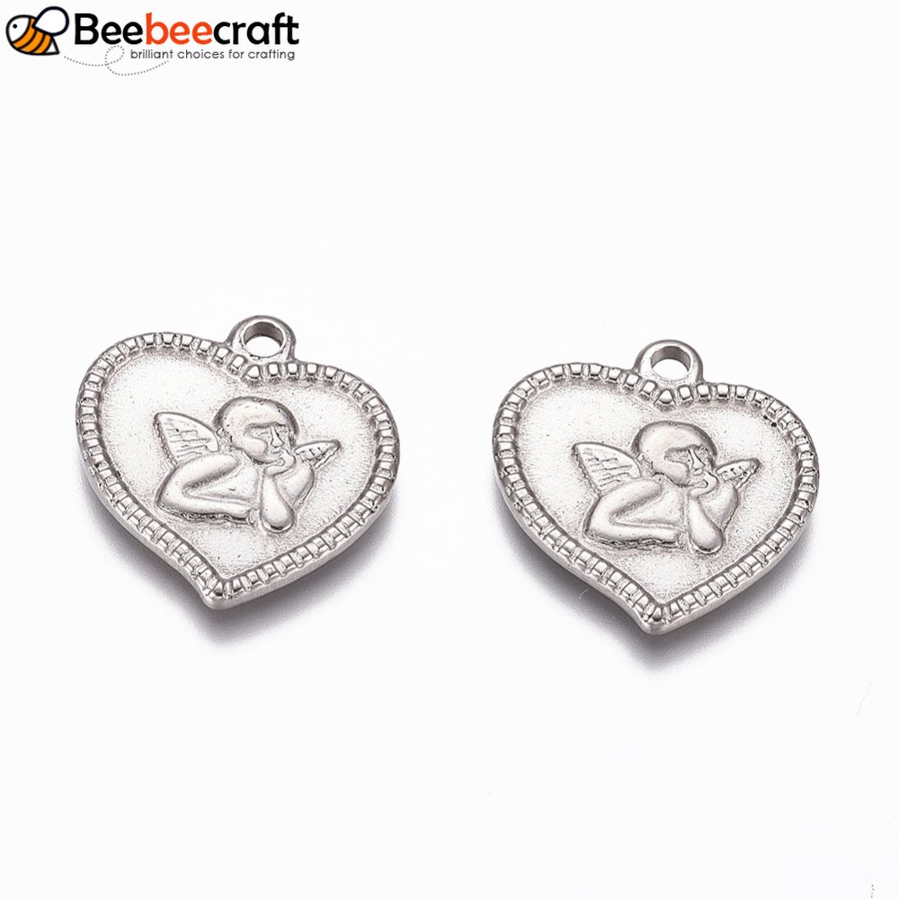1-50 Mặt Dây Chuyền Hình Thiên Thần Bằng Thép Không Gỉ 304 15x15x2mm: 1.6mm